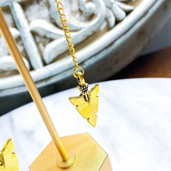 14k Yellow Gold Plated Arrow Earrings Western‎ Boho Gypsy Festival Earrings - Picture 4 of 5